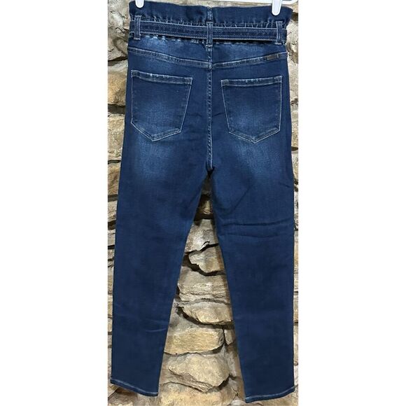 Women’s Kancan Paper Bag High waist Belted Elastic waist Jeans Size Medium - Picture 4 of 9